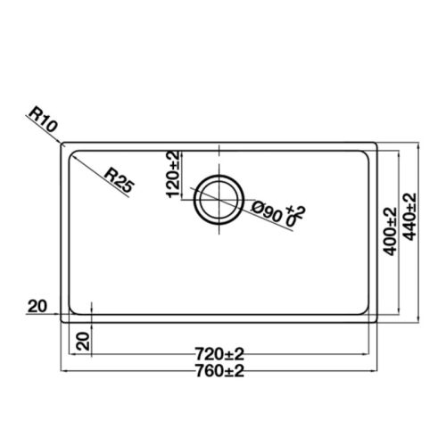 Kích thước Chậu rửa chén bát Inox Hafele HS24-SSN1S-760 567-24-407