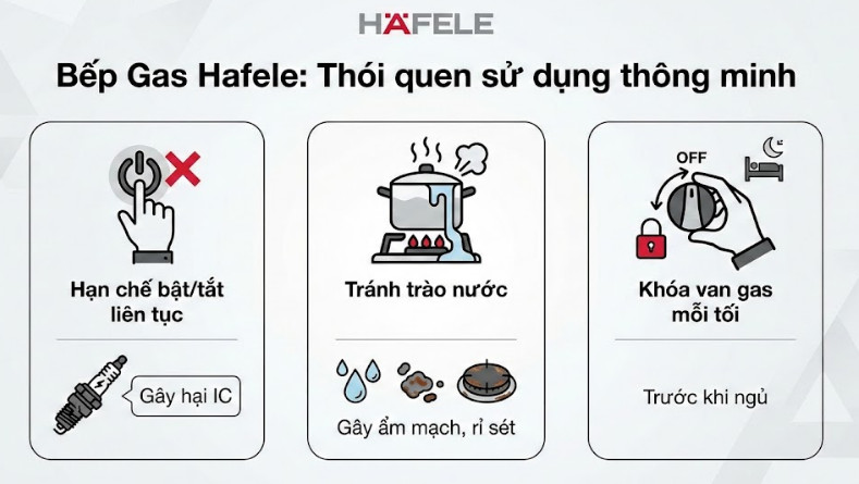 Lỗi thường gặp ở bếp gas Hafele 6 Thói quen sử dụng thông minh