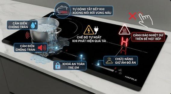 Bếp từ Hafele HC-M772D 536.61.695 kết hợp hồng ngoại 19 Tiện ích thông minh, đạt chuẩn an toàn quốc tế