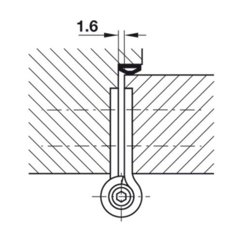 Ảnh kích thước Bản lề bật CHROME mờ 114MM Hafele 926.10.141
