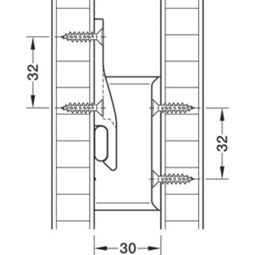 Bas góc keku AD30 nhựa Hafele 262.51.391 4 Ảnh kích thước Bas góc keku AD30 nhựa Hafele 262.51.391