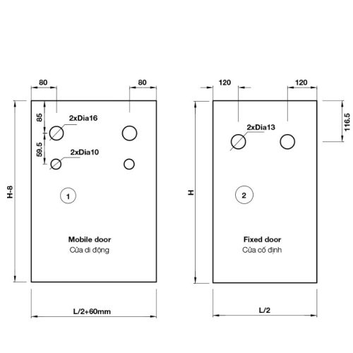 Khoan bộ phụ kiện cửa trượt Hafele 981.71.101