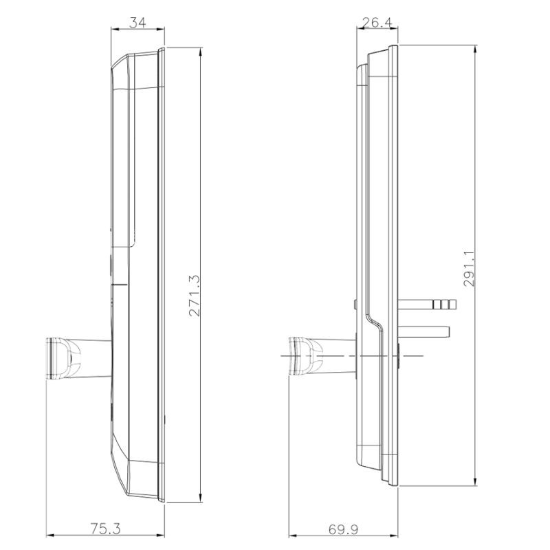 Kích thước khóa điện tử Hafele 912.21.048 Kích thước khóa điện tử Hafele 912.21.048