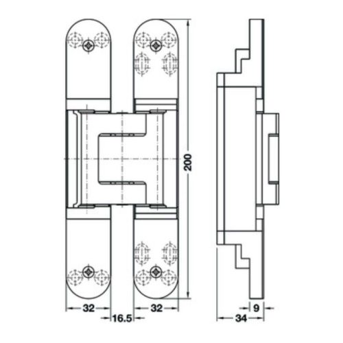 Kích thước Bản lề âm TE540 3D SSS Häfele 924.17.225