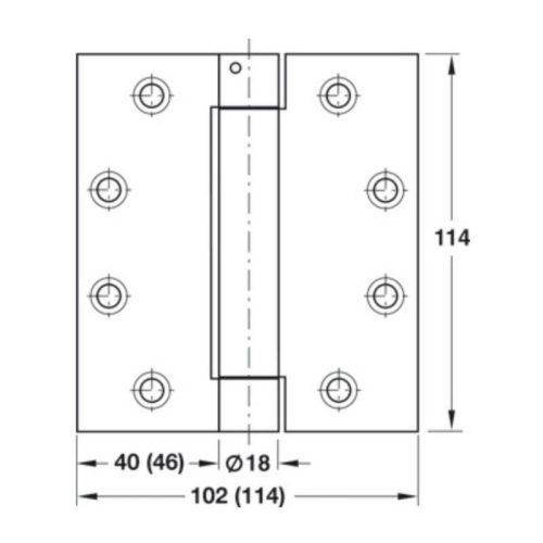 Kích thước Bản lề bật CHROME mờ 114MM Hafele 926.10.141