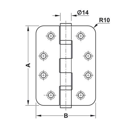 Kích thước Bản Lề Lá 2 Vòng Bi 120Kg Hafele 926.98.049