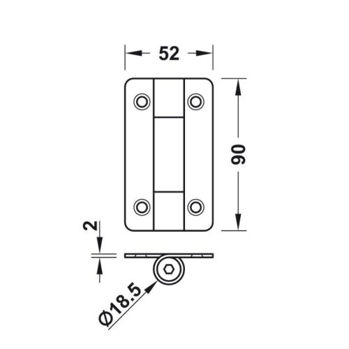 Kích thước Bản lề nhà vệ sinh công cộng Hafele 988.98.091