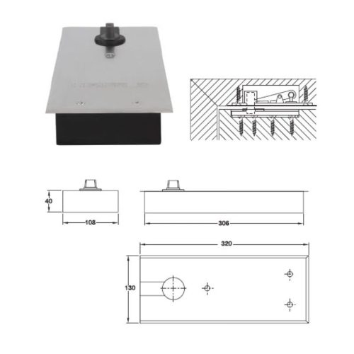 Kích thước Bản lề sàn EN4 120kg Hafele 932.79.040
