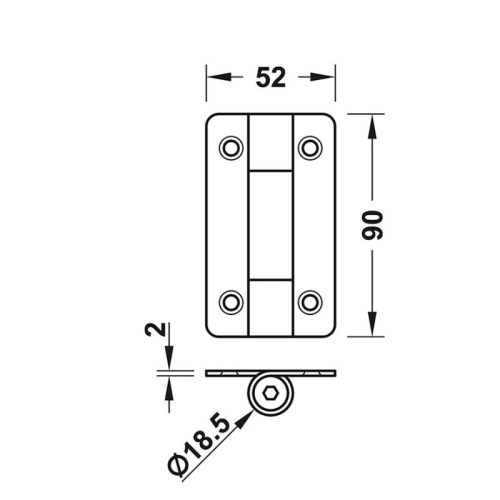 Kích thước Bản lề WC Hafele 988.98.090