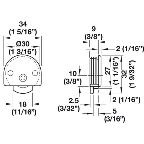 Bánh xe cửa trượt F-Line12 30B HÄFELE 404.21.100 4 Kích thước Bánh xe cửa trượt F-Line12 30B HÄFELE 404.21.100