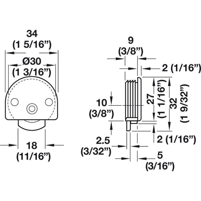 Kích thước Bánh xe cửa trượt F-Line12 30B HÄFELE 404.21.100 Kích thước Bánh xe cửa trượt F-Line12 30B HÄFELE 404.21.100