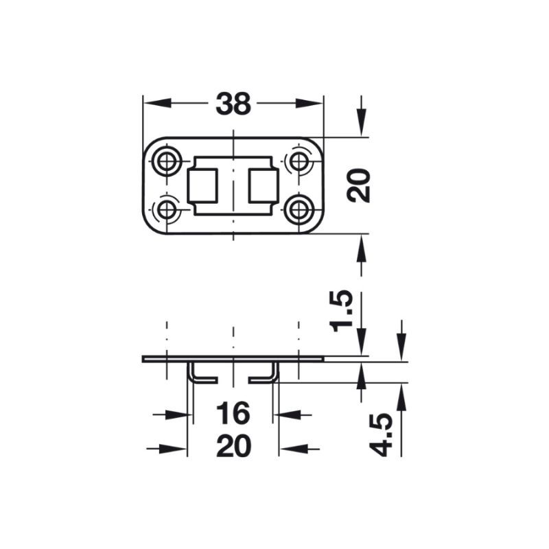 Kích thước bas dẫn hướng Hafele 237.23.006 Kích thước bas dẫn hướng Hafele 237.23.006