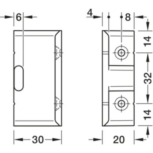 Bas góc keku AD30 nhựa Hafele 262.51.391 3 Kích thước Bas góc keku AD30 nhựa Hafele 262.51.391