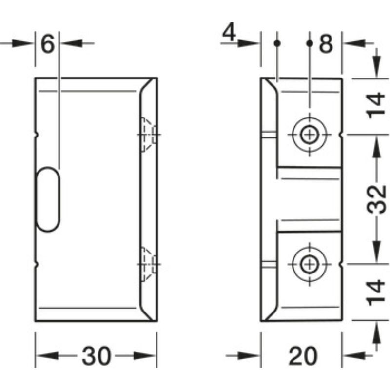Kích thước Bas góc keku AD30 nhựa Hafele 262.51.391 Kích thước Bas góc keku AD30 nhựa Hafele 262.51.391