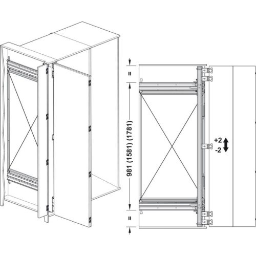 Kích thước cửa trượt xoay Hafele 408.45.013