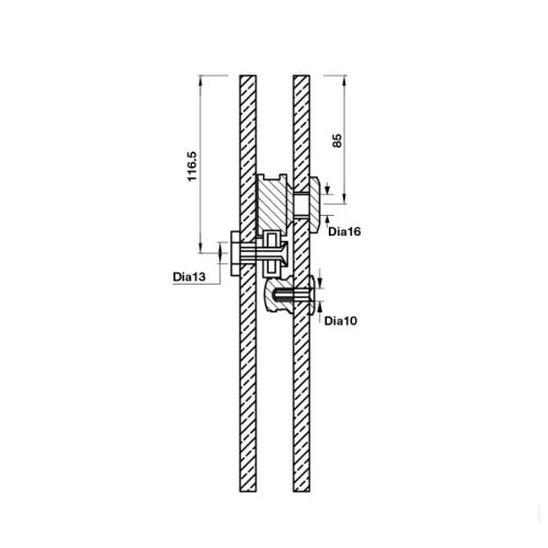 Kích thước bộ phụ kiện cửa trượt Hafele 981.71.101