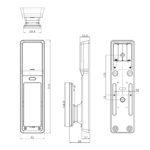 Khoá điện tử Hafele 912.21.046 5 Kích thước khoá điện tử Hafele 912.21.046