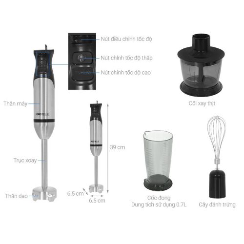 Kích thước máy xay cầm tay Hafele 535.44.166
