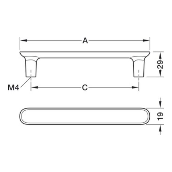 Kích thước tay nắm Hafele 106.70.321 Kích thước tay nắm Hafele 106.70.321