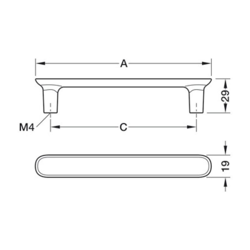 Kích thước tay nắm Hafele 106.70.331 Kích thước tay nắm Hafele 106.70.331