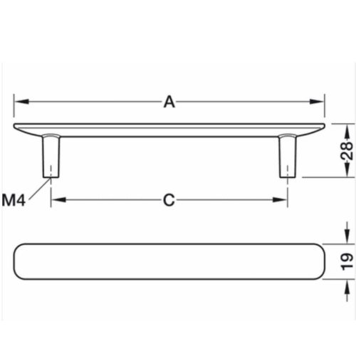 Tay nắm Hafele 106.70.341 2 Kích thước Tay nắm Hafele 106.70.341