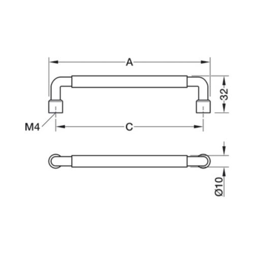 Kích thước Tay nắm Hafele 106.70.383