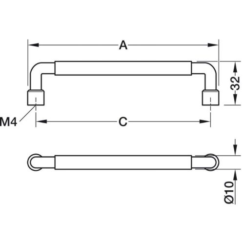 Tay nắm Hafele 106.70.391 4 Kích thước Tay nắm Hafele 106.70.391