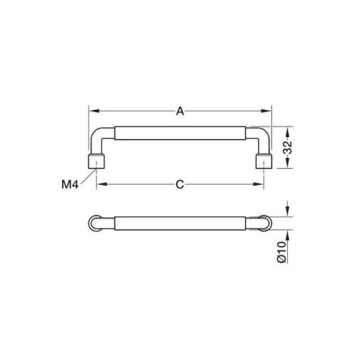 Kích thước Tay nắm Hafele 106.70.401