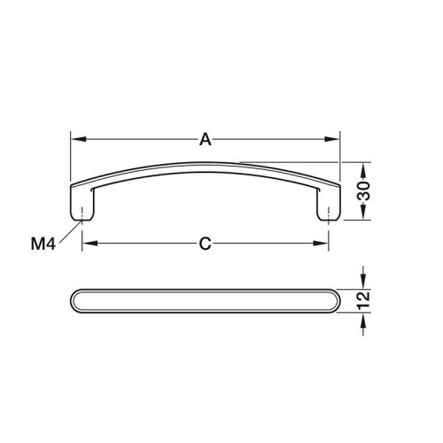 Kích thước Tay nắm Hafele 106.70.521