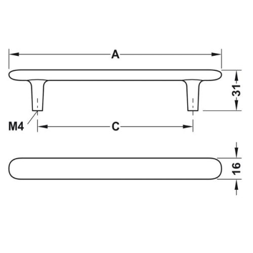 Kích thước Tay nắm Hafele H2135 106.70.101