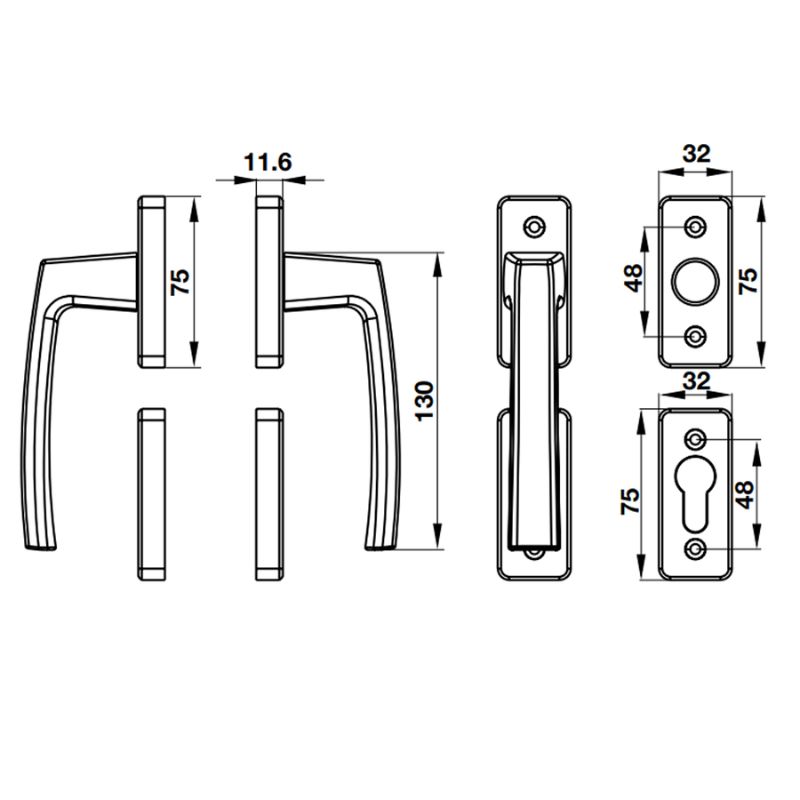 Kích thước Tay nắm Hafele HL949D 905.99.638 Kích thước Tay nắm Hafele HL949D 905.99.638