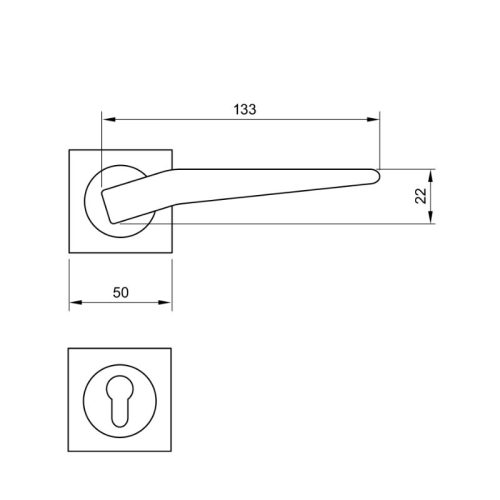 Kích thước tay nắm gạt cửa phòng Hafele 901.98.810