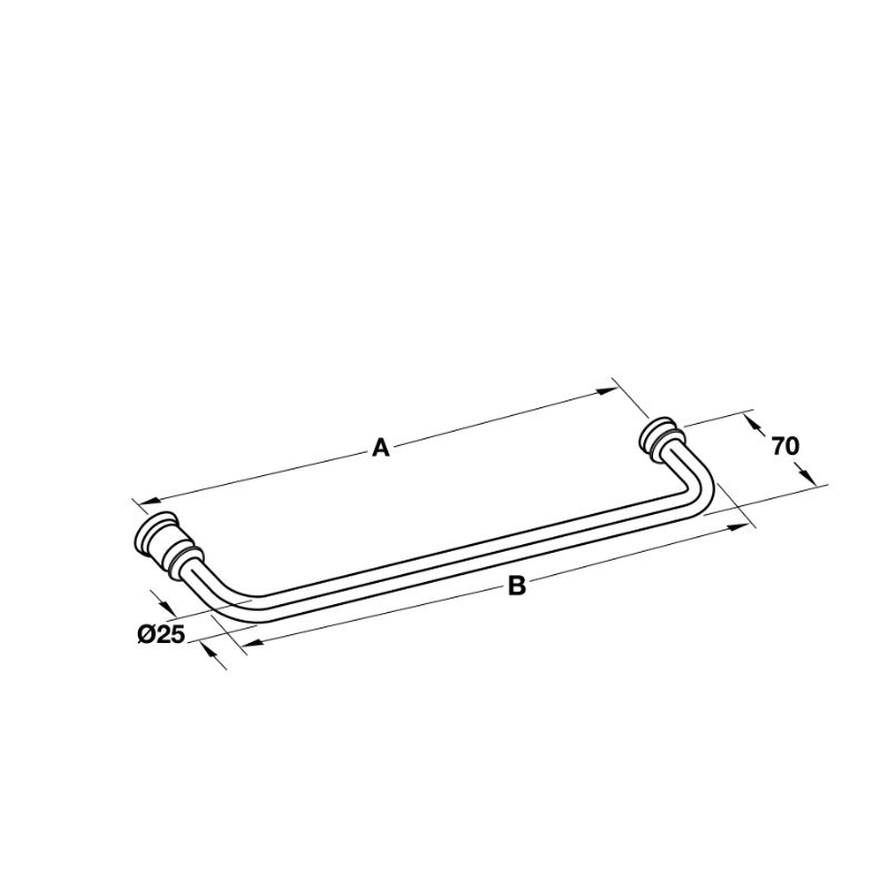 Kích thước tay nắm phòng tắm kính 500mm Hafele 903.12.373