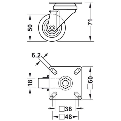 Lắp đặt bánh xe nội thất Hafele 663.06.910