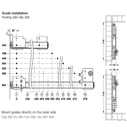 Lắp đặt bộ phụ kiện cửa trượt xoay Hafele 408.25.340