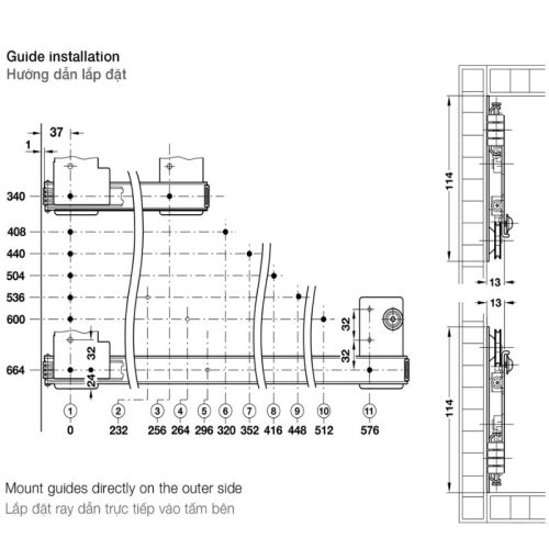 Lắp đặt bộ phụ kiện cửa trượt xoay Hafele 408.25.350