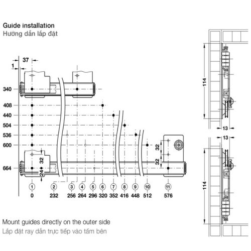 Lắp đặt bộ phụ kiện cửa trượt xoay Hafele 408.25.360