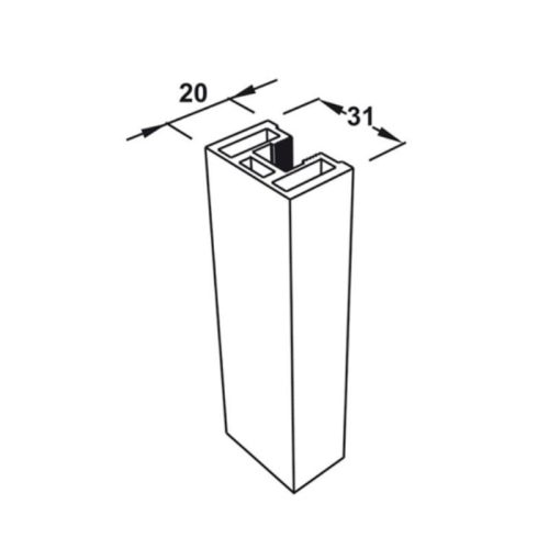 Kích thước Thanh nhôm bên 52 Hafele 403.75.344 màu đen 3m