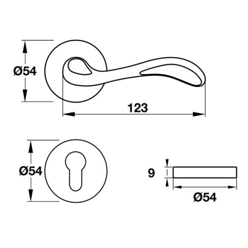 Tay khóa cửa Hafele 903.99.588 5 Thông số Tay khóa cửa Hafele 903.99.588