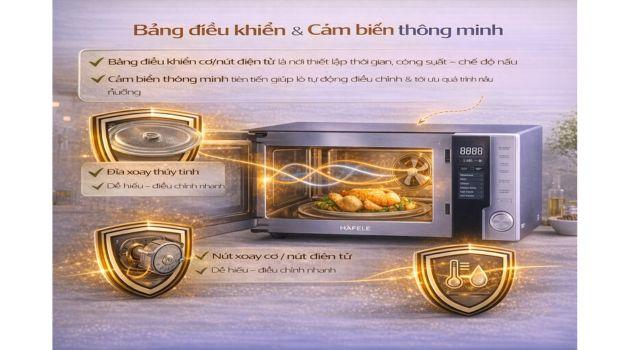 Cấu tạo lò vi sóng Hafele| Nguyên lý hoạt động 6 Bảng điều khiển & Cảm biến thông minh