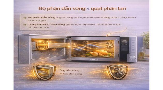Cấu tạo lò vi sóng Hafele| Nguyên lý hoạt động 4 Bộ phận dẫn sóng & quạt phân tán