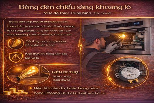 Linh kiện lò vi sóng Hafele: bộ phận nào dễ thay? 4 Bóng đèn chiếu sáng khoang lò