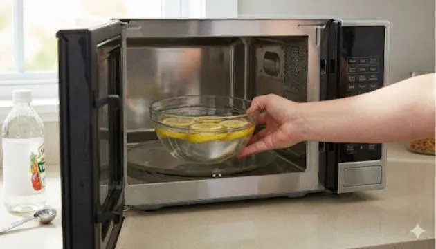 Bước 1_ Hơi nước làm mềm vết bám