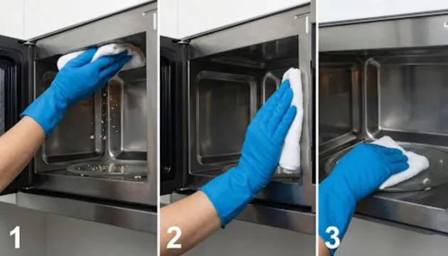 Bước 2_ Lau sạch khoang lò