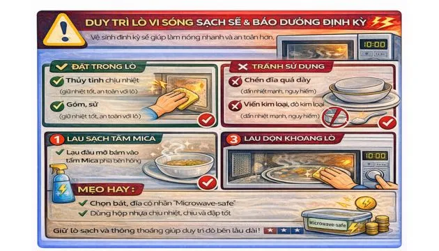 Cách 4_ Duy trì lò vi sóng sạch sẽ và bảo dưỡng định kỳ