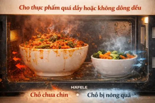 Cho thực phẩm quá đầy hoặc không đồng đều