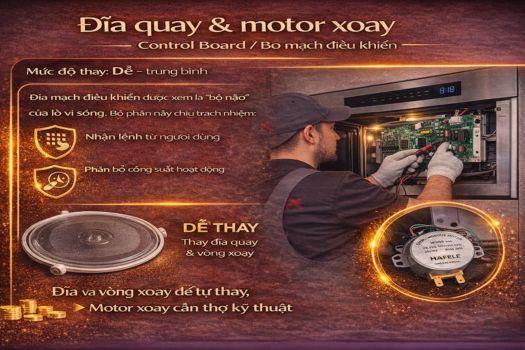 Linh kiện lò vi sóng Hafele: bộ phận nào dễ thay? 3 Đĩa quay & motor xoay
