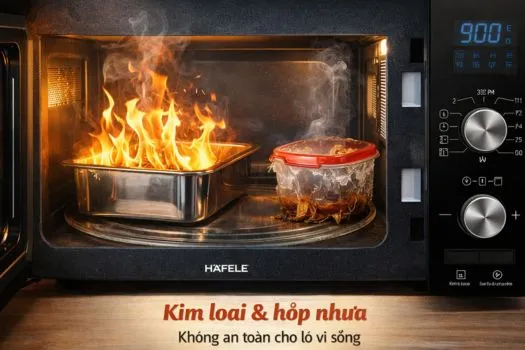 Dùng vật dụng kim loại hoặc hộp không phù hợp