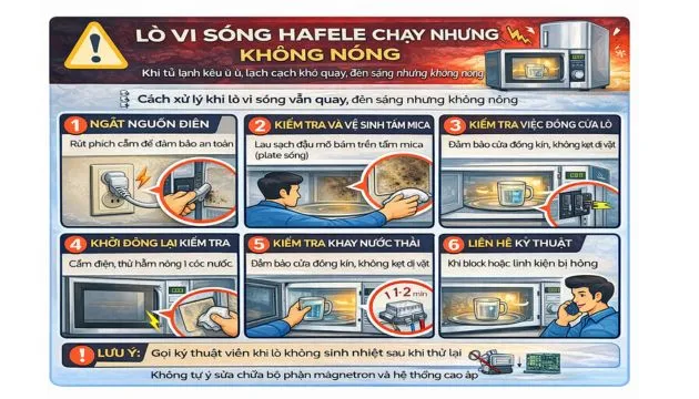Lò vi sóng Hafele chạy nhưng không nóng