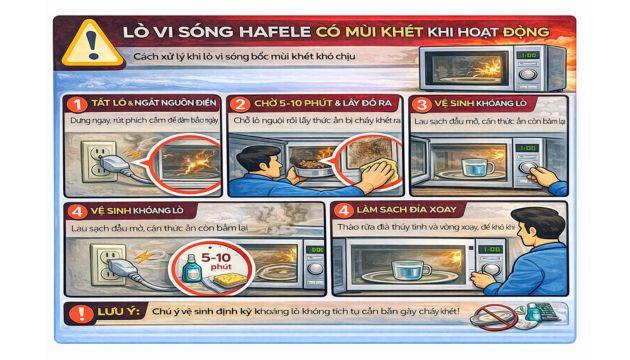 Lò vi sóng Hafele báo lỗi 6 Lò vi sóng Hafele có mùi khét khi hoạt động